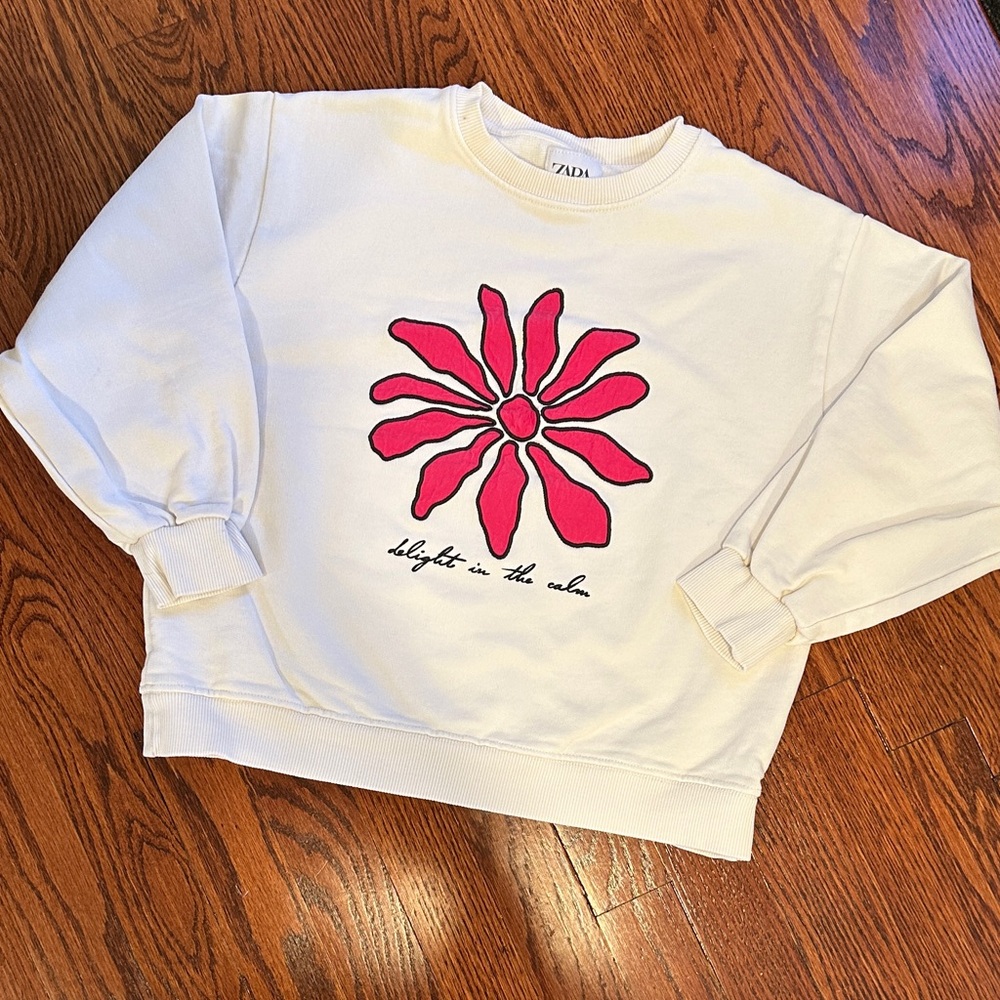 ZARA Girls White Sweatshirt - Sz. 9-10